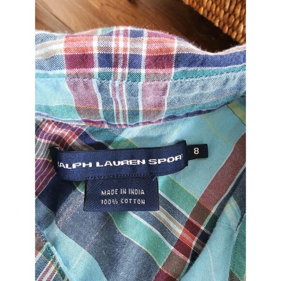 Ralph Lauren Sport Pearl Snap Plaid Western Blouse Women's Size 8 Rodeo Cowboy - Picture 10 of 11